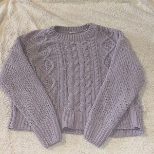 Cozy Lavender Cable Knit Sweater